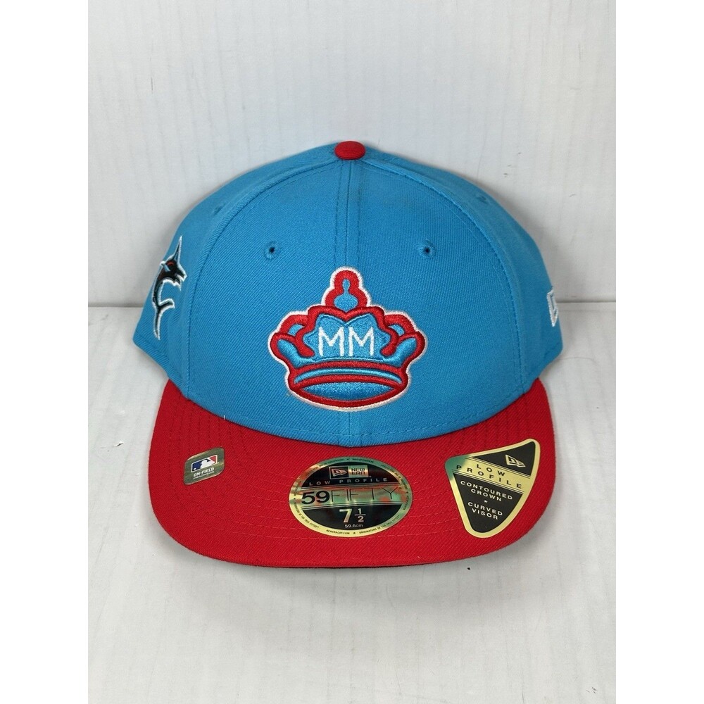 Size 7 1/2 Miami Marlins 59FIFTY City Connect On Field Low Profile Red/Blue Hat